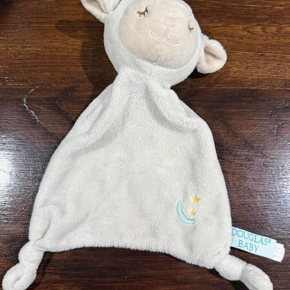 Douglas Baby Lamb Lovey Teether Security Blanket Moon Stars Cream Sheep